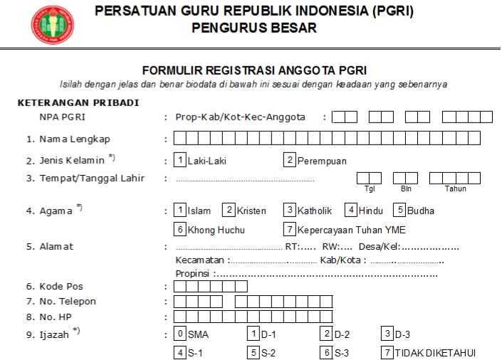 Pendaftaran PGRI Sarolangun - Persatuan Guru Republik Indonesia Cabang Sarolangun